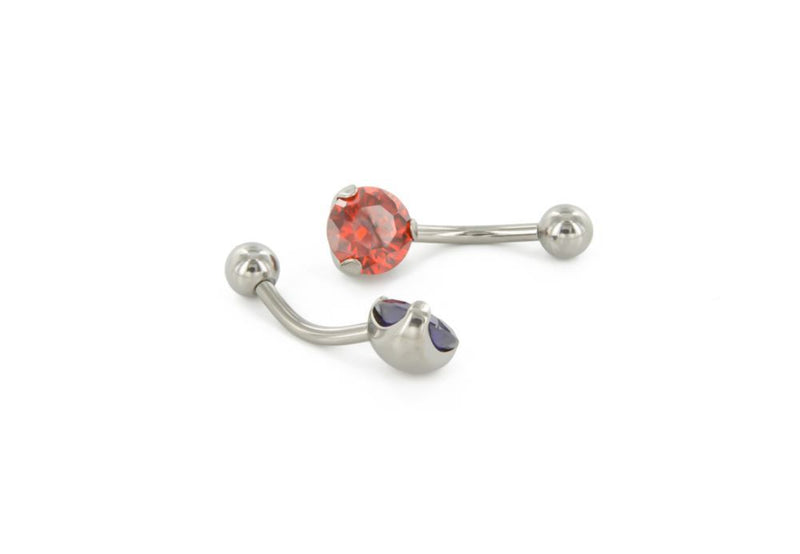 Prong Set Titanium Navel Curve - Threaded