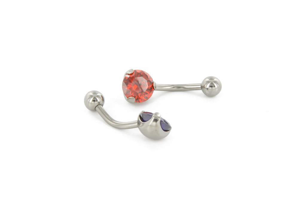 Prong Set Titanium Navel Curve - Threaded