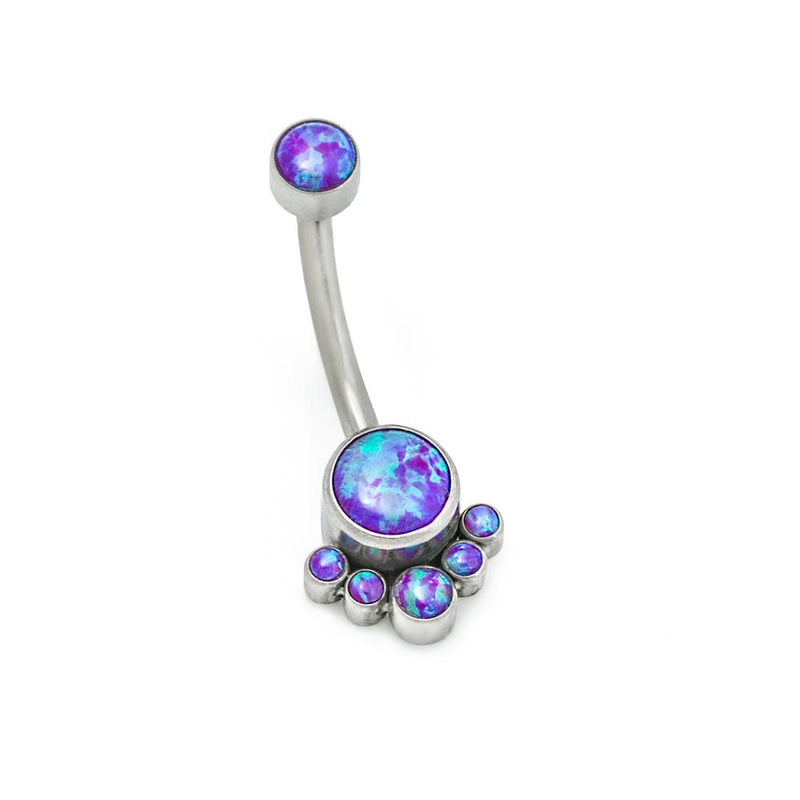 Opal Terraced Cluster Titanium Navel Curve
