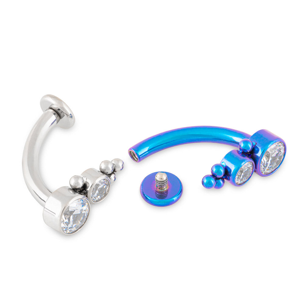 Bubbles Cluster Titanium Navel Curve