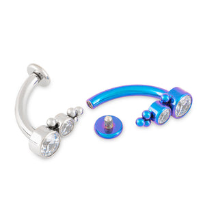 Bubbles Cluster Titanium Navel Curve