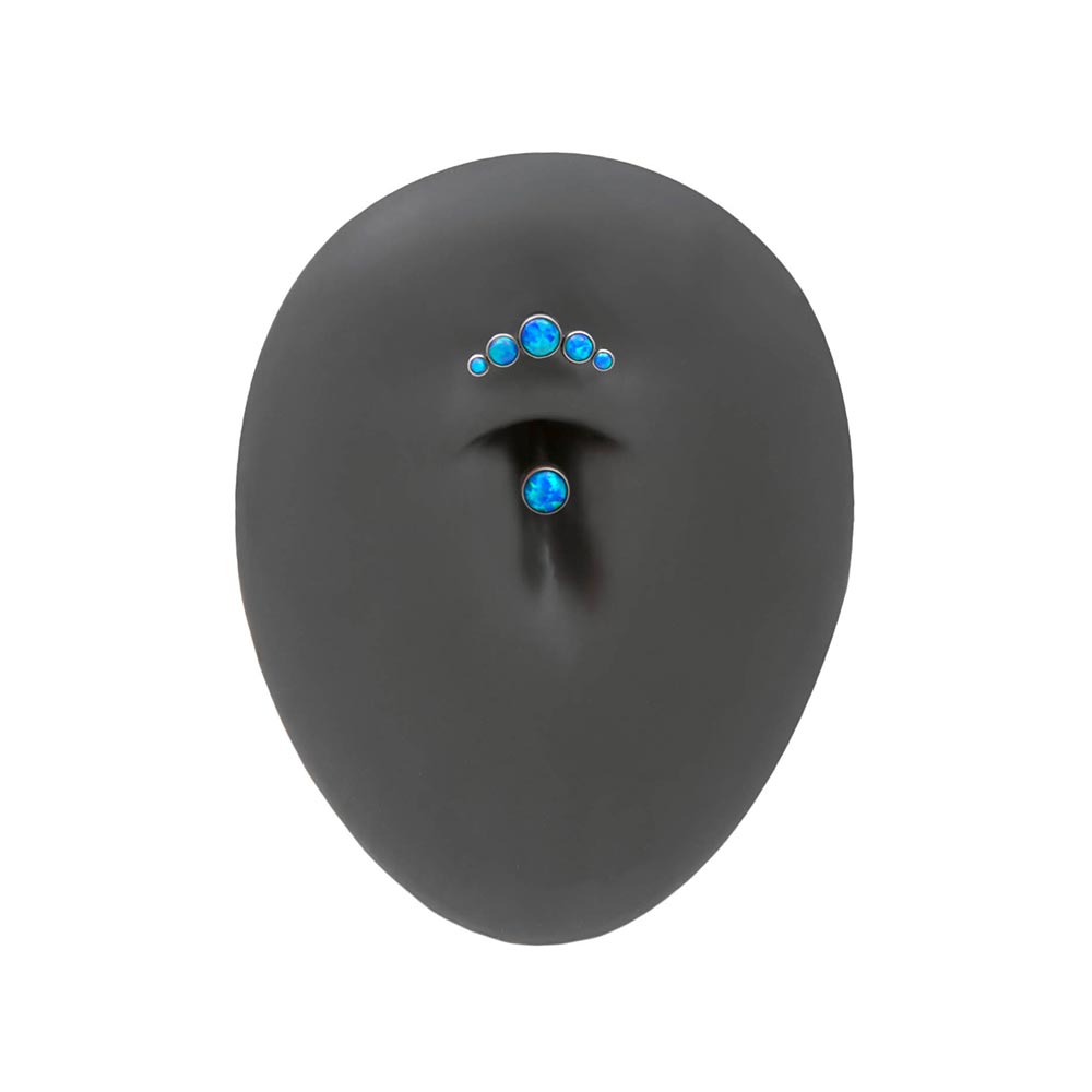 Curved Opal Cluster Titanium Navel Curve - Threaded
