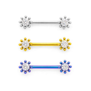 Sun Burst Titanium Nipple Barbell - Threadless