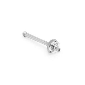 Titanium Nostril Stud with Prong-Set Gem