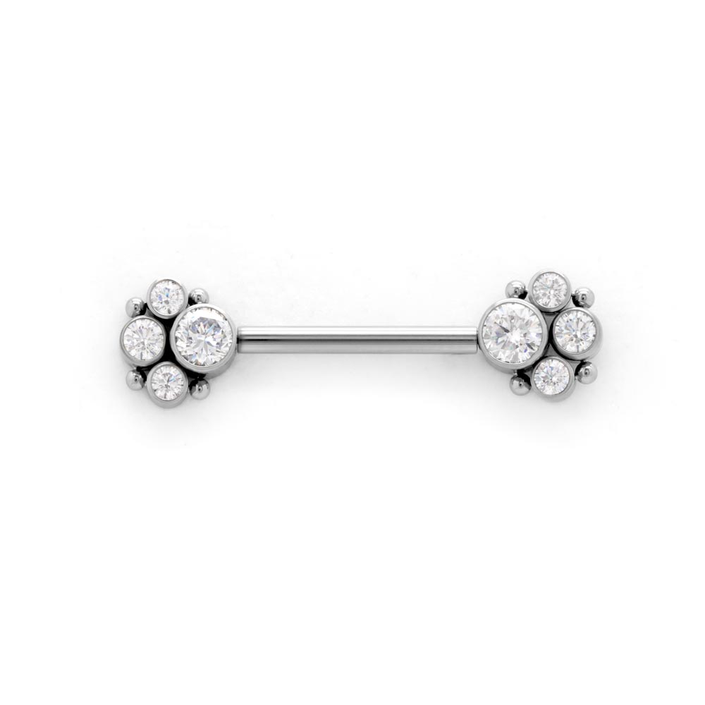 Paw Print Cluster Titanium Nipple Barbell - Threadless