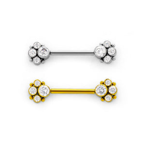 Paw Print Cluster Titanium Nipple Barbell - Threadless