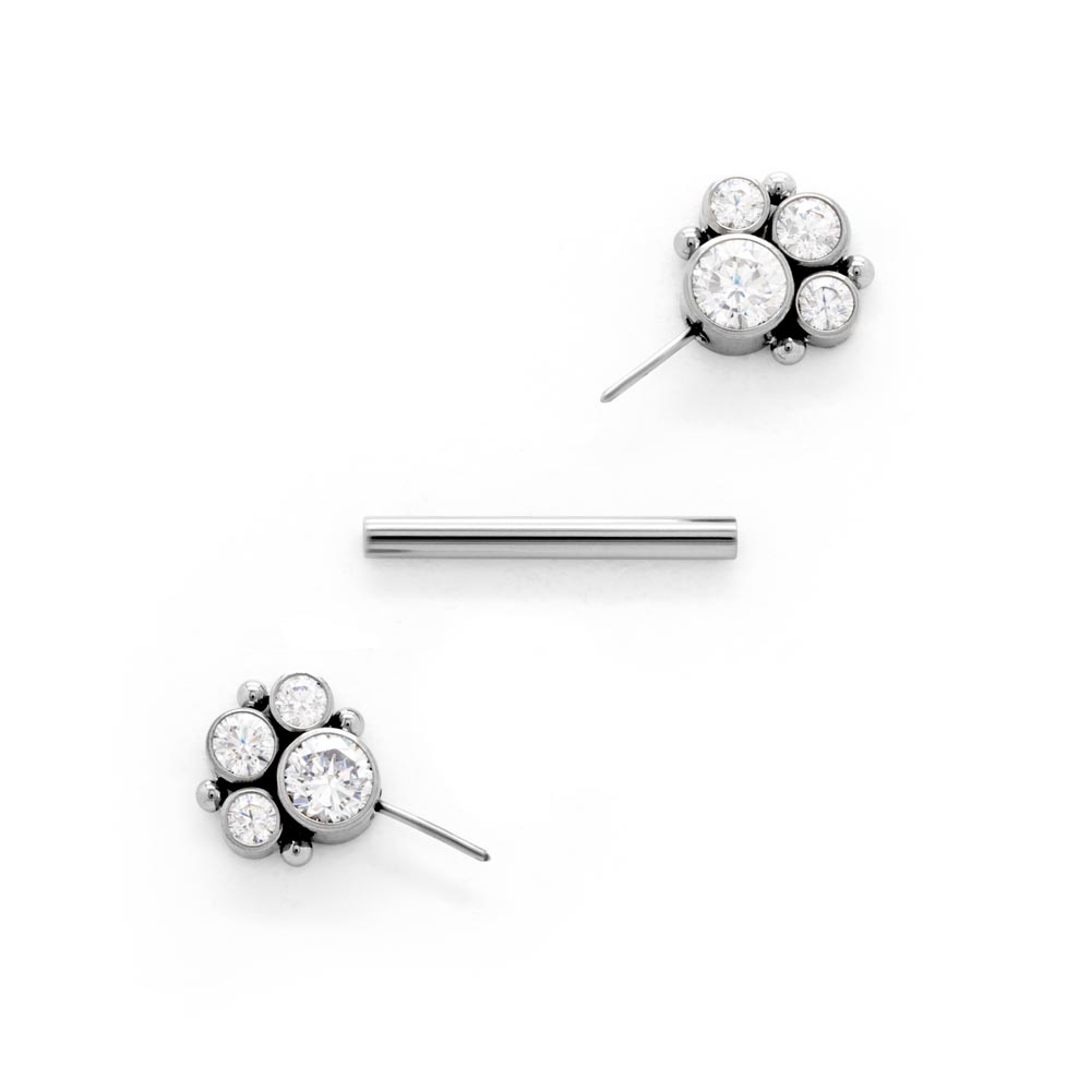 Paw Print Cluster Titanium Nipple Barbell - Threadless