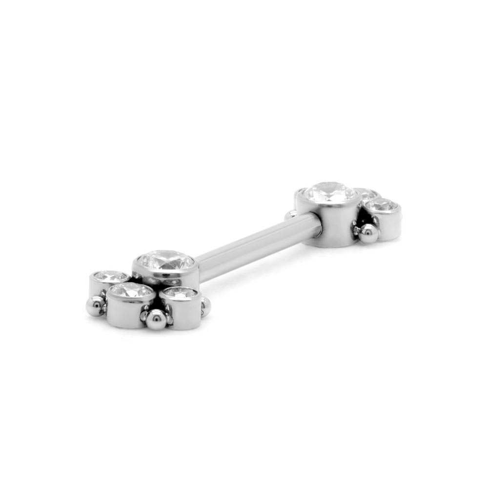 Paw Print Cluster Titanium Nipple Barbell - Threadless