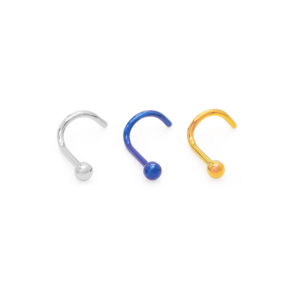 Titanium Ball Nostril Screw - Right Bend