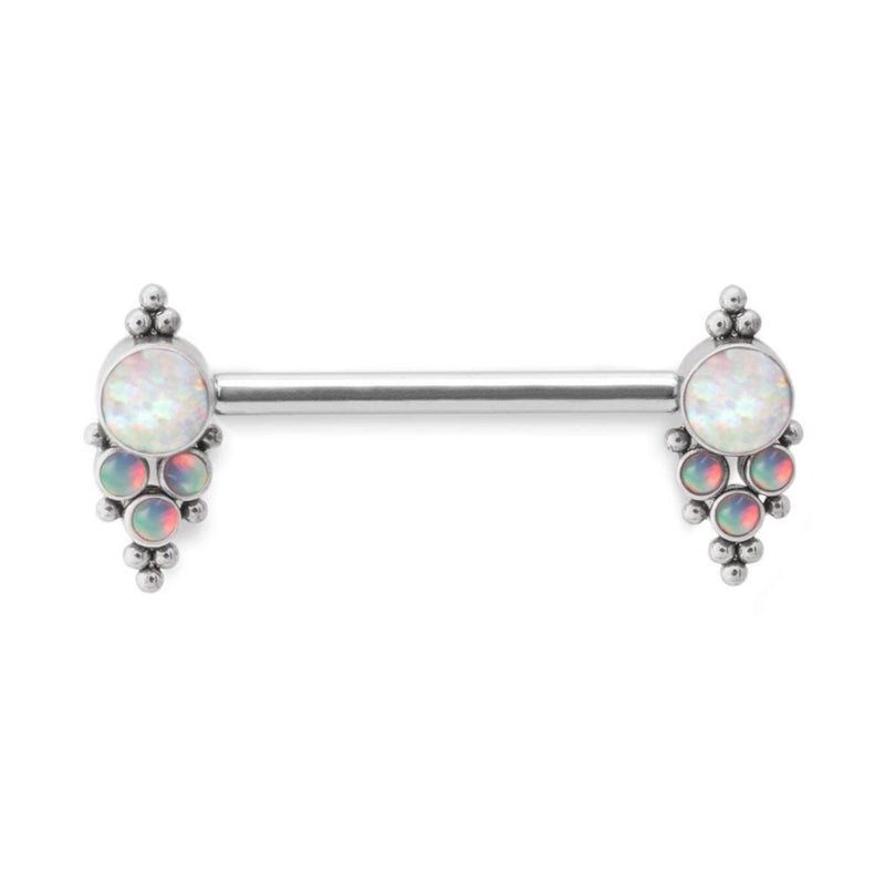 Gem & Bead Cluster Titanium Nipple Barbell