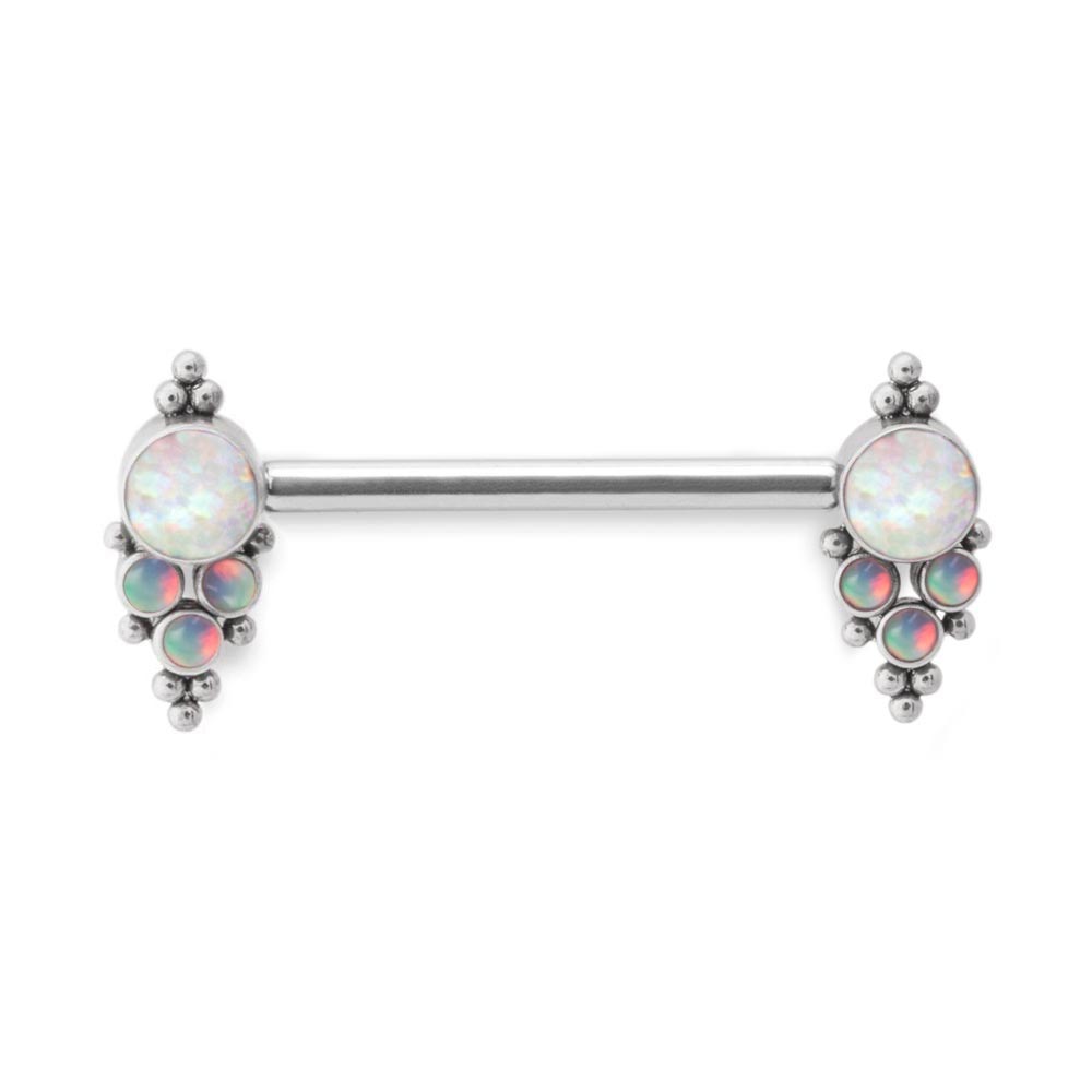Gem & Bead Cluster Titanium Nipple Barbell