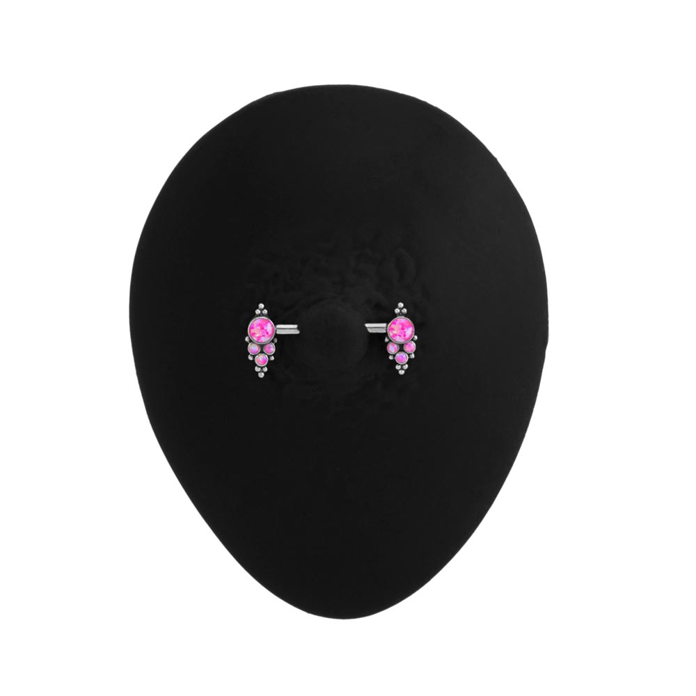 Gem & Bead Cluster Titanium Nipple Barbell