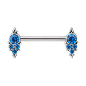 Gem & Bead Cluster Titanium Nipple Barbell
