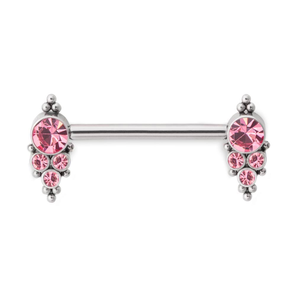 Gem & Bead Cluster Titanium Nipple Barbell