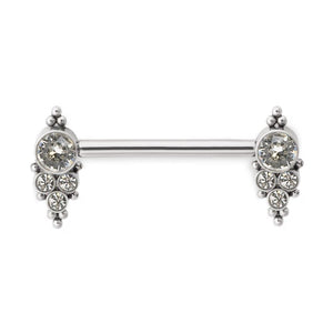 Gem & Bead Cluster Titanium Nipple Barbell