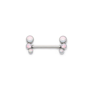 White Opal Cluster Titanium Nipple Barbell - Threadless