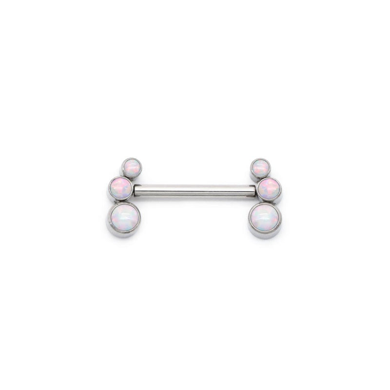 White Opal Cluster Titanium Nipple Barbell - Threadless