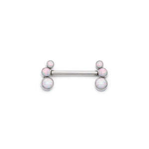 White Opal Cluster Titanium Nipple Barbell - Threadless