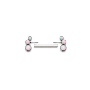 White Opal Cluster Titanium Nipple Barbell - Threadless