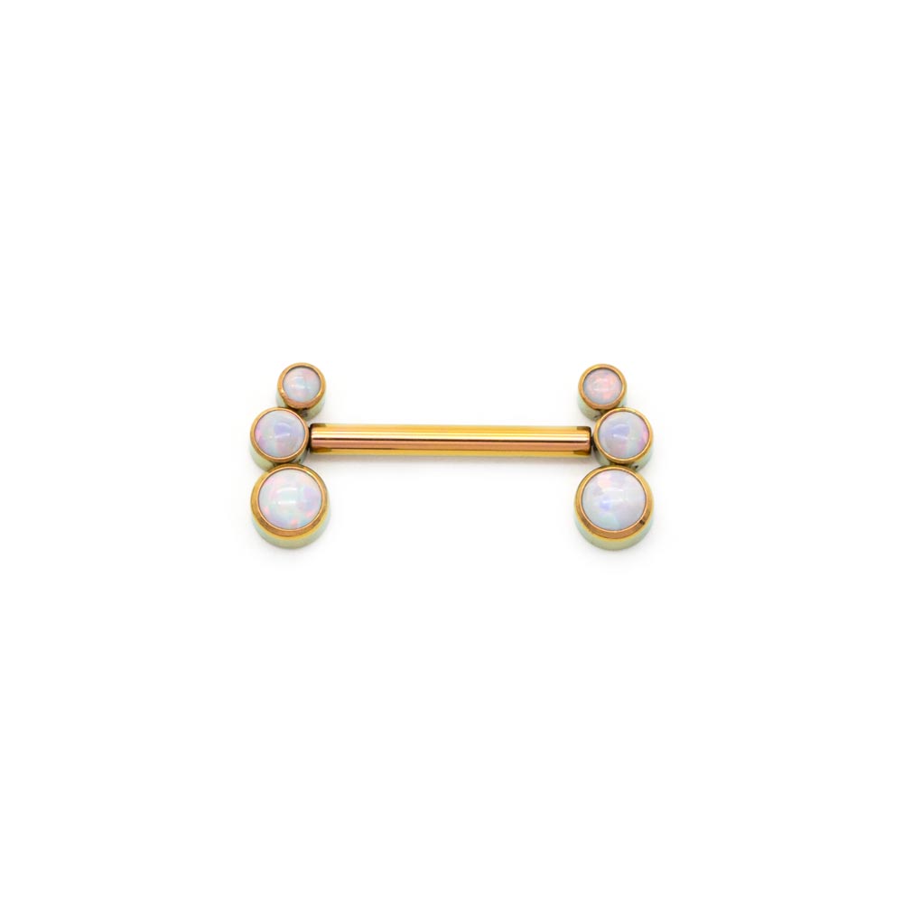 White Opal Cluster Titanium Nipple Barbell - Threadless