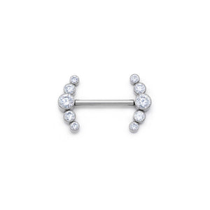 Curved Gem Cluster Titanium Nipple Barbell - Threadless