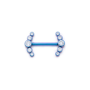 Curved Gem Cluster Titanium Nipple Barbell - Threadless