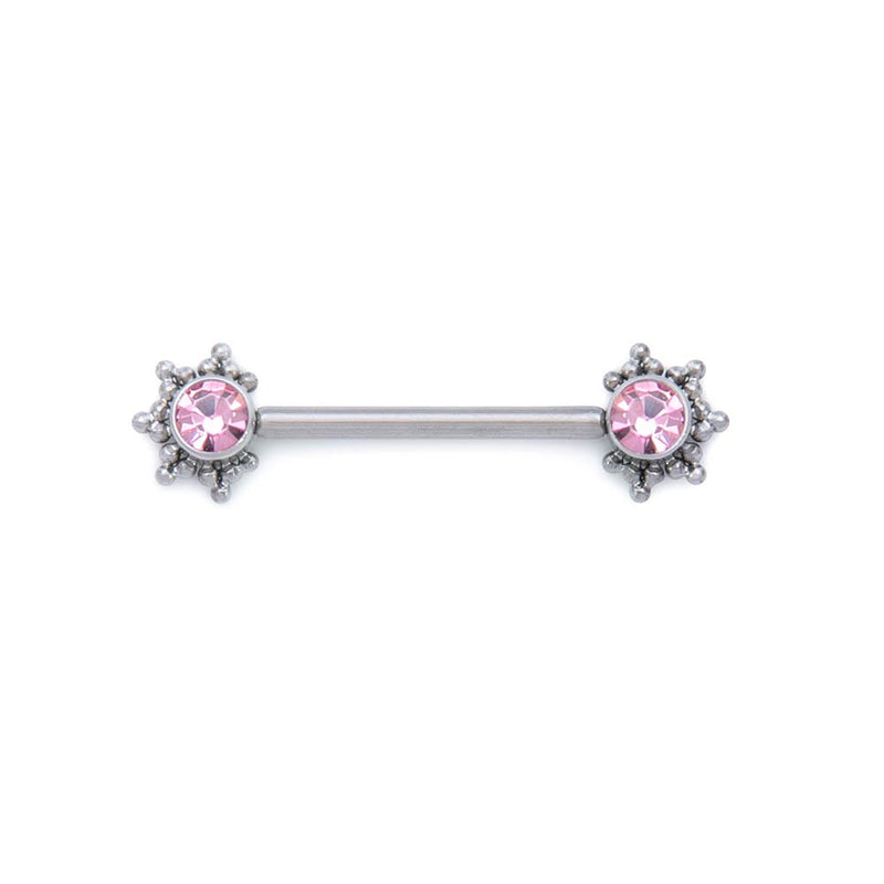 Micron Bead Gem Titanium Nipple Barbell - Threaded