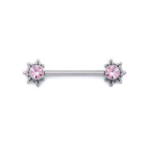 Micron Bead Gem Titanium Nipple Barbell - Threaded