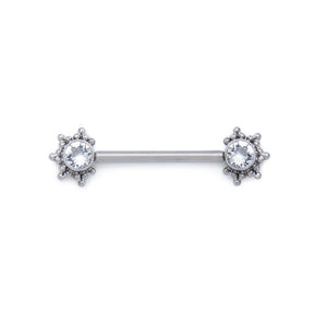 Micron Bead Gem Titanium Nipple Barbell - Threaded