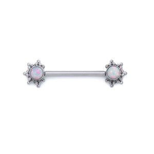 Micron Bead Opal Titanium Nipple Barbell - Threaded