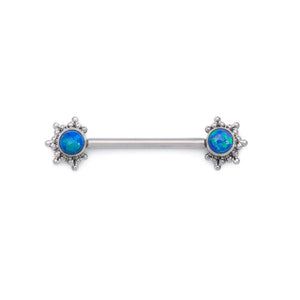 Micron Bead Opal Titanium Nipple Barbell - Threaded