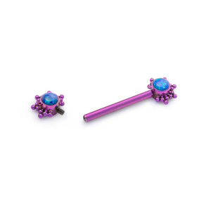 Micron Bead Opal Titanium Nipple Barbell - Threaded