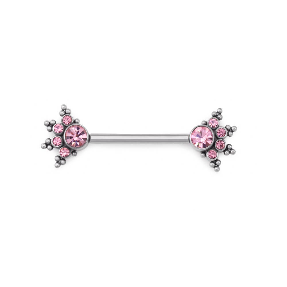 Gem Burst Titanium Nipple Barbell - Threaded