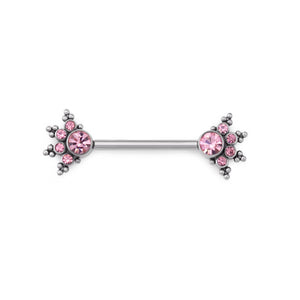 Gem Burst Titanium Nipple Barbell - Threaded