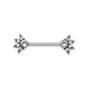 Gem Burst Titanium Nipple Barbell - Threaded