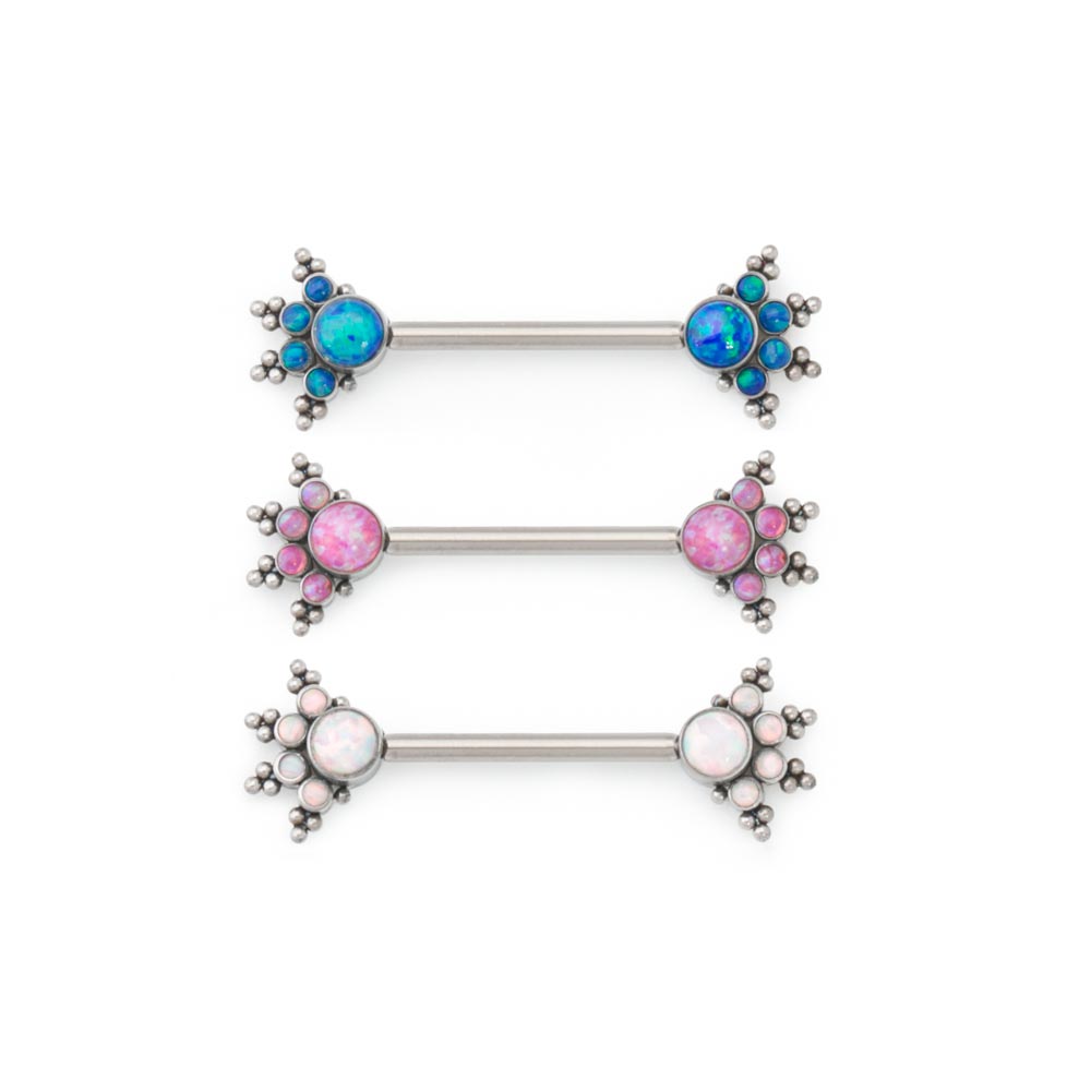 Opal Burst Nipple Barbell - Threaded