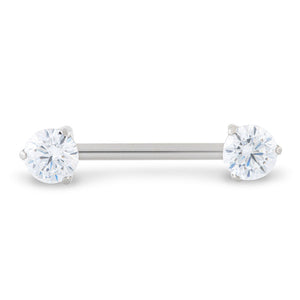 Prong-Set Gem Titanium Nipple Barbell - Threadless