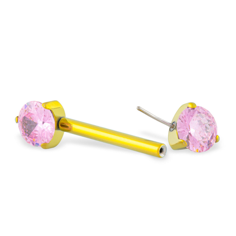 Prong-Set Gem Titanium Nipple Barbell - Threadless