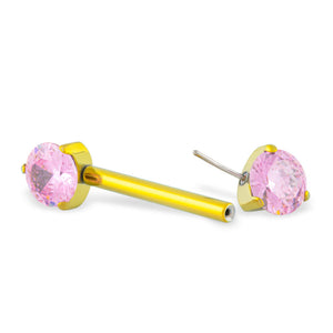 Prong-Set Gem Titanium Nipple Barbell - Threadless