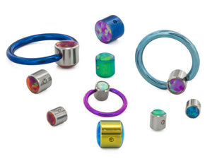 Double Bezel Set Opal Titanium Captive Disk