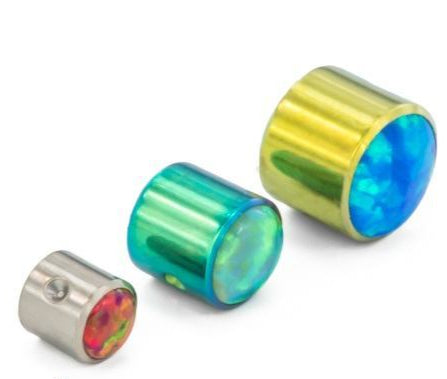 Double Bezel Set Opal Titanium Captive Disk